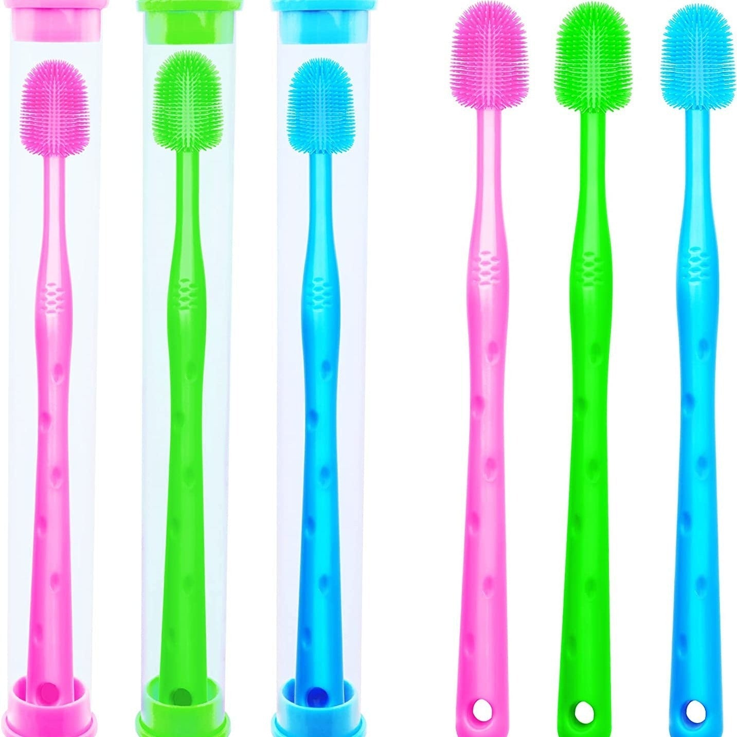 HKM-3404989 Silicone Toothbrush for Small Dogs - Puppy Cleaning Tool, 17cm in Length