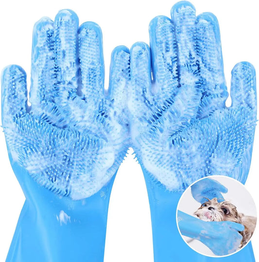 HKM-340499 Heat Resistant Silicone Pet Grooming Gloves for Comfortable Bathing and Massaging