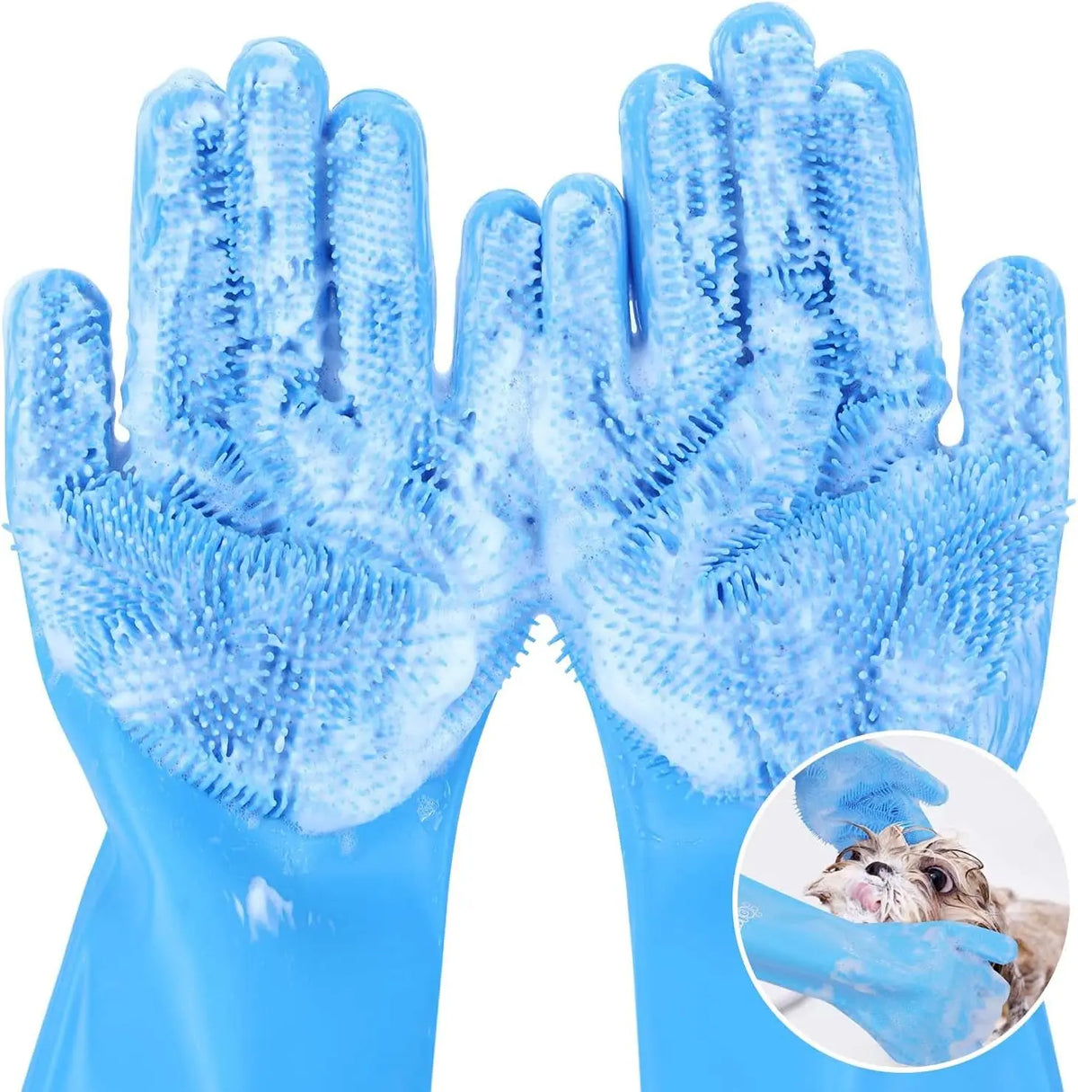 HKM-340499 Heat Resistant Silicone Pet Grooming Gloves for Comfortable Bathing and Massaging