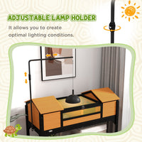 HKM-3406781 Tortoise Enclosure with Dual Hide Boxes, Adjustable Lamp Holder, and Storage Shelf - Yellow Wooden Design