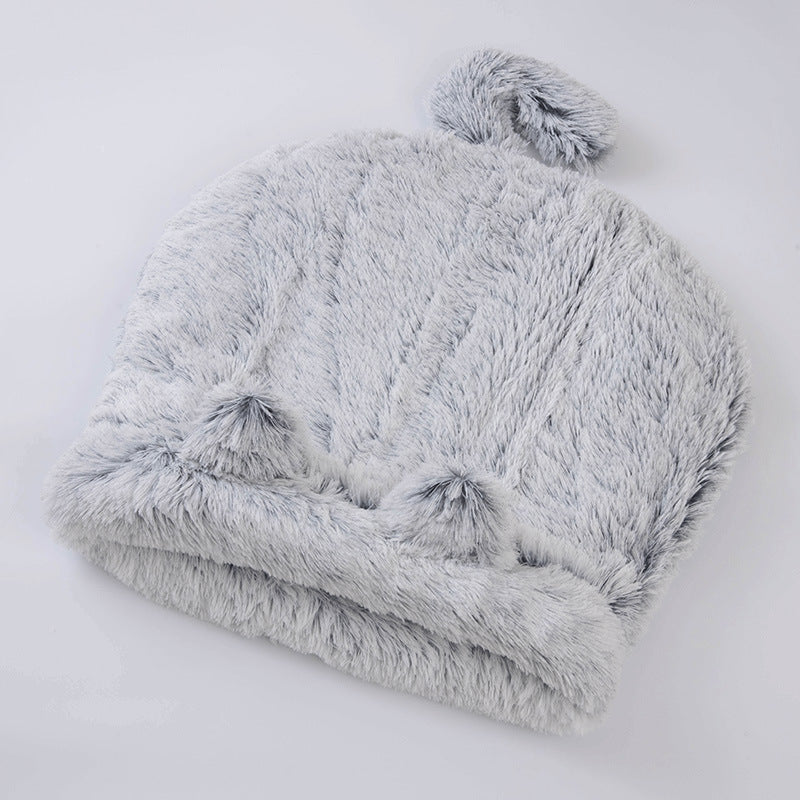 HKM-3407165 Cozy Plush Round Cat Sleeping Bag for Warm and Comfortable Nesting