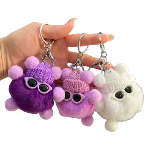 HKM-340819 Small Plush Animal Keychain Pendant for Bags and Car Keys - Cute Gift for Kids and Adults