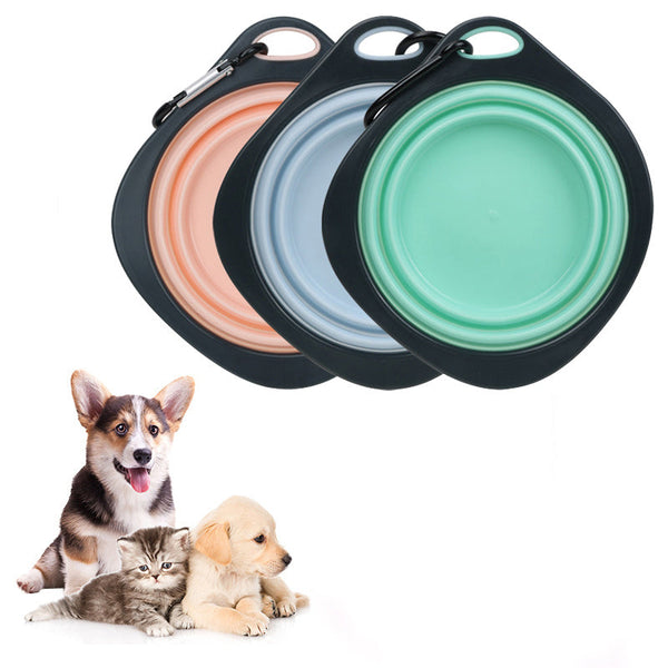 HKM-3410365 Portable Candy Color Dog Bowl for Outdoor Travel - Ideal for Pet Feeding and Drinking Water