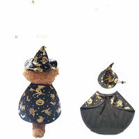 HKM-3410493 Wizard Cloak and Hat Set for Pets – Polyester Halloween Costume in S, M, L Sizes