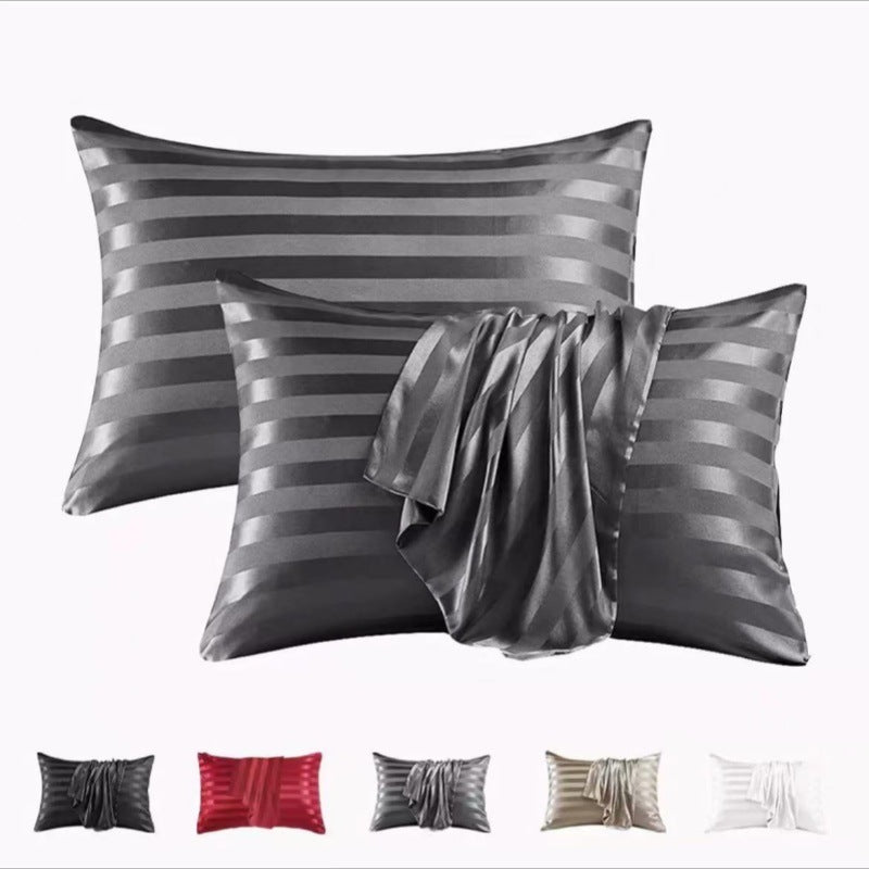 HKM-341139 Jacquard Satin Stripe Envelope Pillowcase Set - Soft Polyester Fiber, Multiple Sizes Available