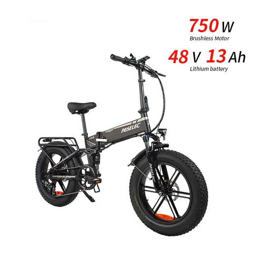 HKM-341459 20-Inch Folding Electric Mountain Bike with 750W Motor and 48V Battery, Disc Brake, 7-Speed Gears