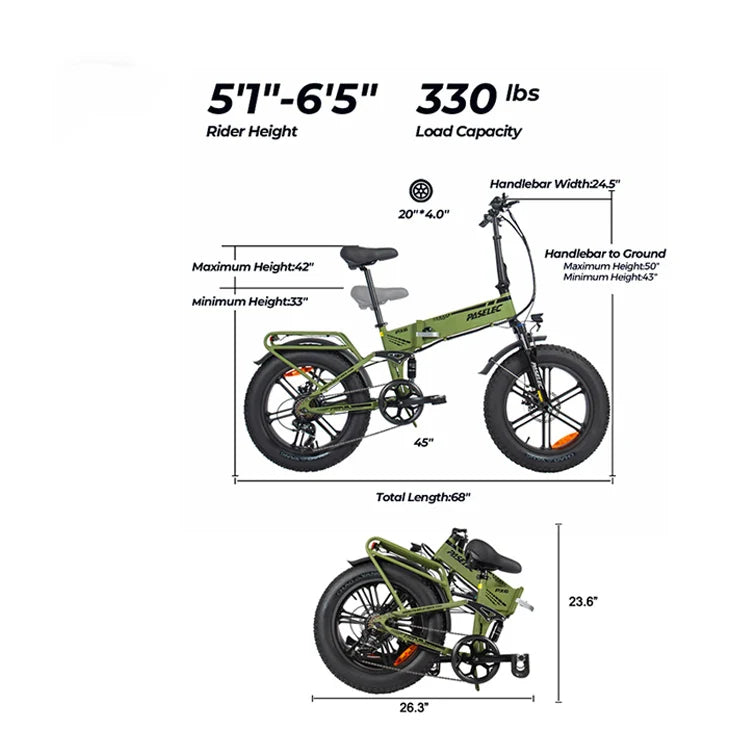 HKM-341459 20-Inch Folding Electric Mountain Bike with 750W Motor and 48V Battery, Disc Brake, 7-Speed Gears
