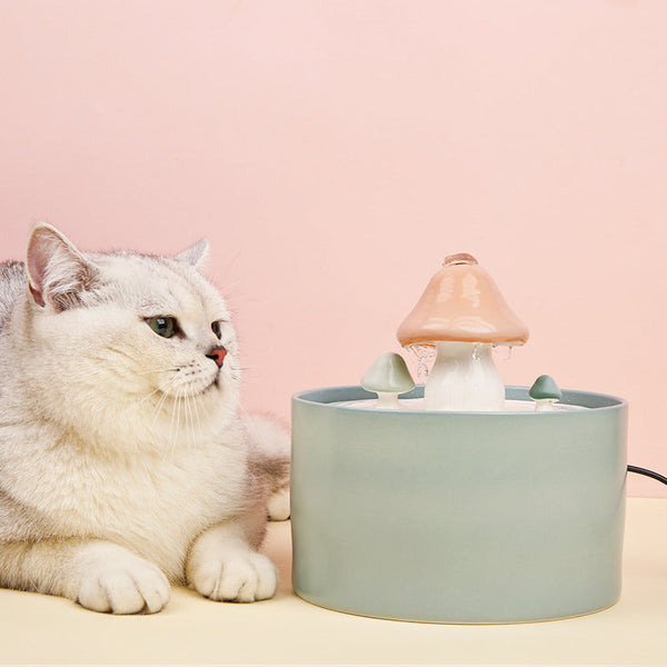 HKM-3414845 Cat Water Dispenser with Detachable Filtration System - Mushroom Style in Multiple Colors and Sizes