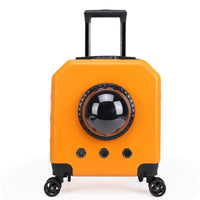 HKM-3415101 Pet Flight Carrier Trolley Case - Solid Color (Pink, Burgundy, White, Orange) - Hard PVC - 15 Gold Capacity