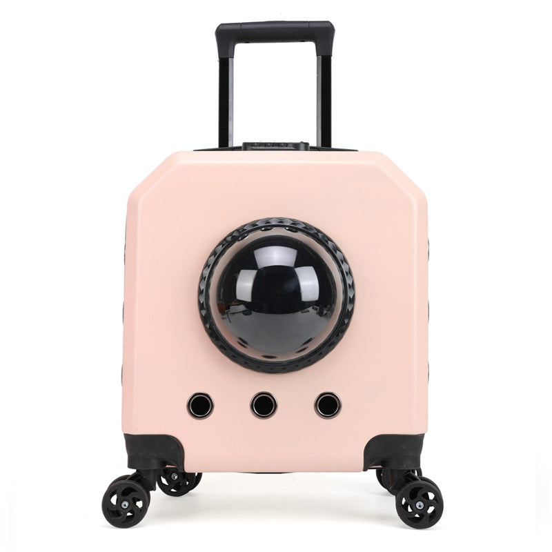 HKM-3415101 Pet Flight Carrier Trolley Case - Solid Color (Pink, Burgundy, White, Orange) - Hard PVC - 15 Gold Capacity