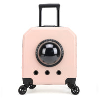 HKM-3415101 Pet Flight Carrier Trolley Case - Solid Color (Pink, Burgundy, White, Orange) - Hard PVC - 15 Gold Capacity