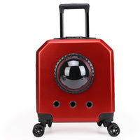 HKM-3415101 Pet Flight Carrier Trolley Case - Solid Color (Pink, Burgundy, White, Orange) - Hard PVC - 15 Gold Capacity