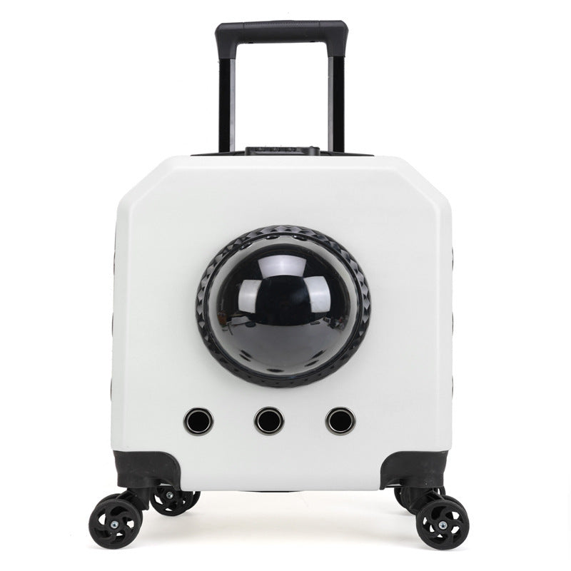 HKM-3415101 Pet Flight Carrier Trolley Case - Solid Color (Pink, Burgundy, White, Orange) - Hard PVC - 15 Gold Capacity