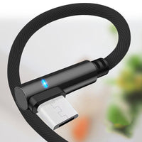 HKM-341523 90 Degree Elbow Anti-Winding Charging Cable - Single Head, Universal Compatibility