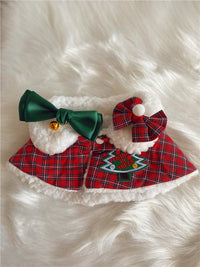 HKM-3417021 Festive Cat Shawl Cloak with Bell and Hairpin in Green and Red - Sizes XS to L