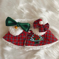 HKM-3417021 Festive Cat Shawl Cloak with Bell and Hairpin in Green and Red - Sizes XS to L