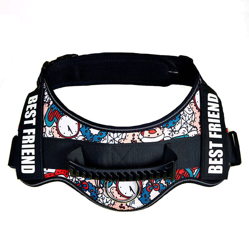 HKM-3417917 Large Dog Chest Strap with Velcro for Collar and Lead Attachment, Nylon Material