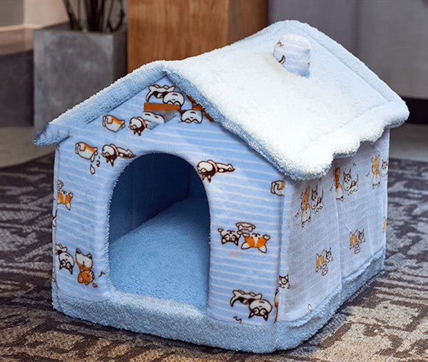 HKM-3418685 Cozy Removable & Washable Plush Dog & Cat House in Multiple Colors and Sizes