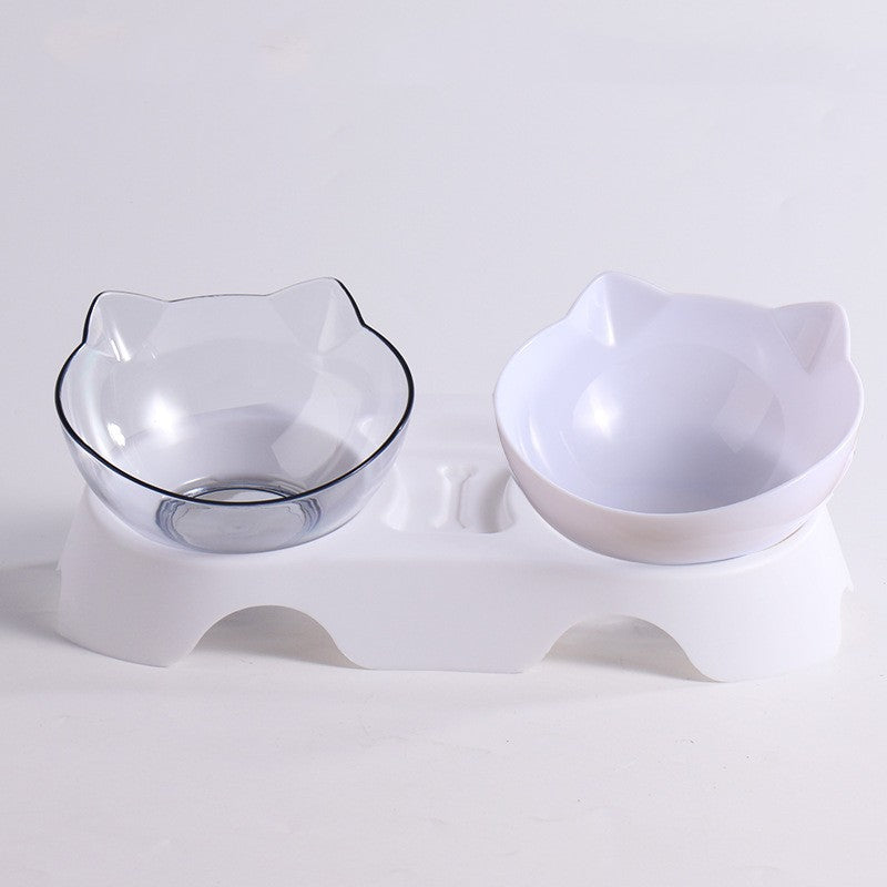 HKM-3418813 Ergonomic Double Bowl Feeder for Cats and Dogs with Neck Protection and Easy Clean Design