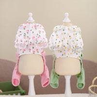 HKM-3419197 Personalized Floral Dog Clothes in Pink and Green - Casual Polyester Pet Apparel for All Sizes