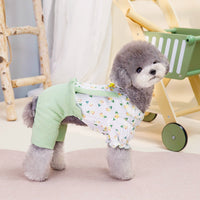 HKM-3419197 Personalized Floral Dog Clothes in Pink and Green - Casual Polyester Pet Apparel for All Sizes
