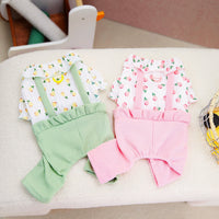 HKM-3419197 Personalized Floral Dog Clothes in Pink and Green - Casual Polyester Pet Apparel for All Sizes
