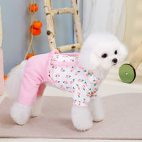 HKM-3419197 Personalized Floral Dog Clothes in Pink and Green - Casual Polyester Pet Apparel for All Sizes