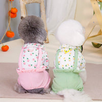 HKM-3419197 Personalized Floral Dog Clothes in Pink and Green - Casual Polyester Pet Apparel for All Sizes