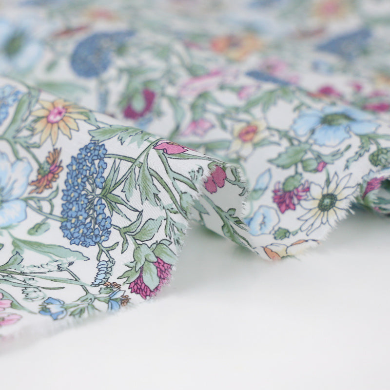 HKM-341971 Soft 100-Count Tana Lawn Cotton Fabric - Rachel Blue Flower, 25cm x 135cm