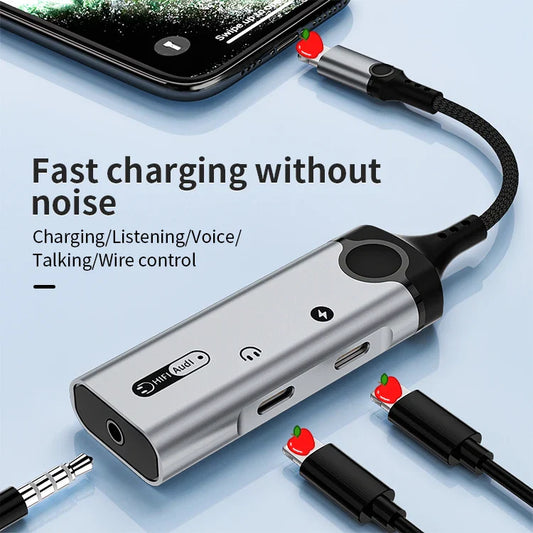 HKM-342035 8-Pin to 3.5mm Earphone Jack Adapter with Charging and Microphone for iPhone