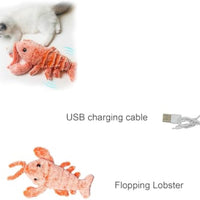 HKM-3421885 Cat and Small Dog Flopping Lobster Toy - Chewable, Catnip-Infused Kicker, USB-Rechargeable, and Washable