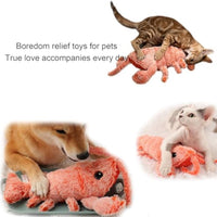 HKM-3421885 Cat and Small Dog Flopping Lobster Toy - Chewable, Catnip-Infused Kicker, USB-Rechargeable, and Washable