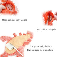 HKM-3421885 Cat and Small Dog Flopping Lobster Toy - Chewable, Catnip-Infused Kicker, USB-Rechargeable, and Washable