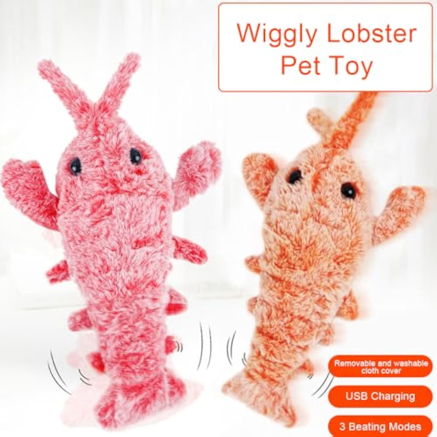 HKM-3421885 Cat and Small Dog Flopping Lobster Toy - Chewable, Catnip-Infused Kicker, USB-Rechargeable, and Washable
