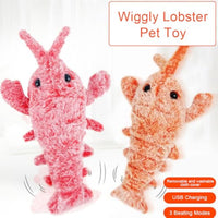 HKM-3421885 Cat and Small Dog Flopping Lobster Toy - Chewable, Catnip-Infused Kicker, USB-Rechargeable, and Washable