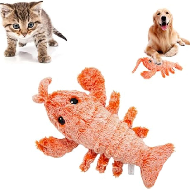 HKM-3421885 Cat and Small Dog Flopping Lobster Toy - Chewable, Catnip-Infused Kicker, USB-Rechargeable, and Washable