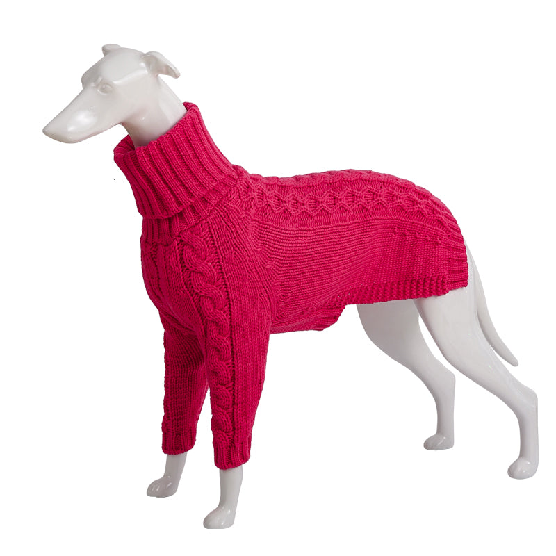 HKM-3422397 Cozy Winter High Collar Dog Sweater in Solid Colors