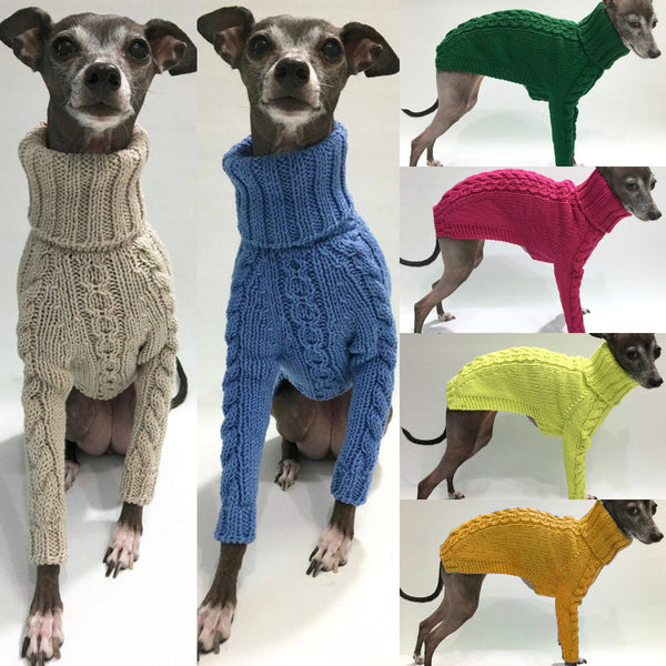 HKM-3422397 Cozy Winter High Collar Dog Sweater in Solid Colors