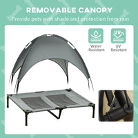 HKM-3423037 Elevated Dog Bed with Removable Canopy Shade, Portable Outdoor Cot for Pets, Gray, 36 Inch, Supports 66 lbs