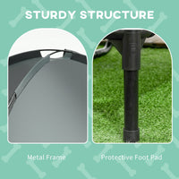 HKM-3423037 Elevated Dog Bed with Removable Canopy Shade, Portable Outdoor Cot for Pets, Gray, 36 Inch, Supports 66 lbs