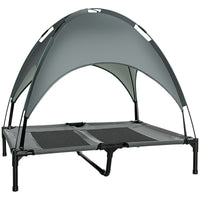 HKM-3423037 Elevated Dog Bed with Removable Canopy Shade, Portable Outdoor Cot for Pets, Gray, 36 Inch, Supports 66 lbs