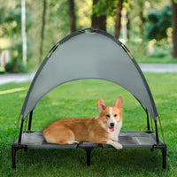 HKM-3423037 Elevated Dog Bed with Removable Canopy Shade, Portable Outdoor Cot for Pets, Gray, 36 Inch, Supports 66 lbs