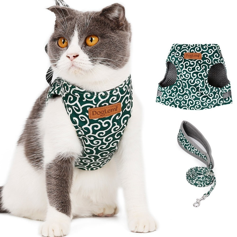 HKM-3423677 Japanese Style Cat Vest Harness with Adjustable Traction Rope & Durable Materials
