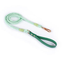HKM-3424189 Cotton Rope and Leather Dog Leash and Collar Set for Medium to Large Dogs, Multiple Colors Available