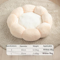 HKM-3424445 Plush Round Flower-Shaped Doghouse in Light Pink, Light Green, and Gray - Soft Cloth Pet Nest