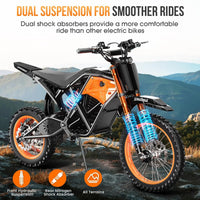 HKM-342611 1500W Mid Drive Electric Hybrid Bike with Full Suspension and Hydraulic Disc Brakes, 60 km Range, and 50 km/h Speed