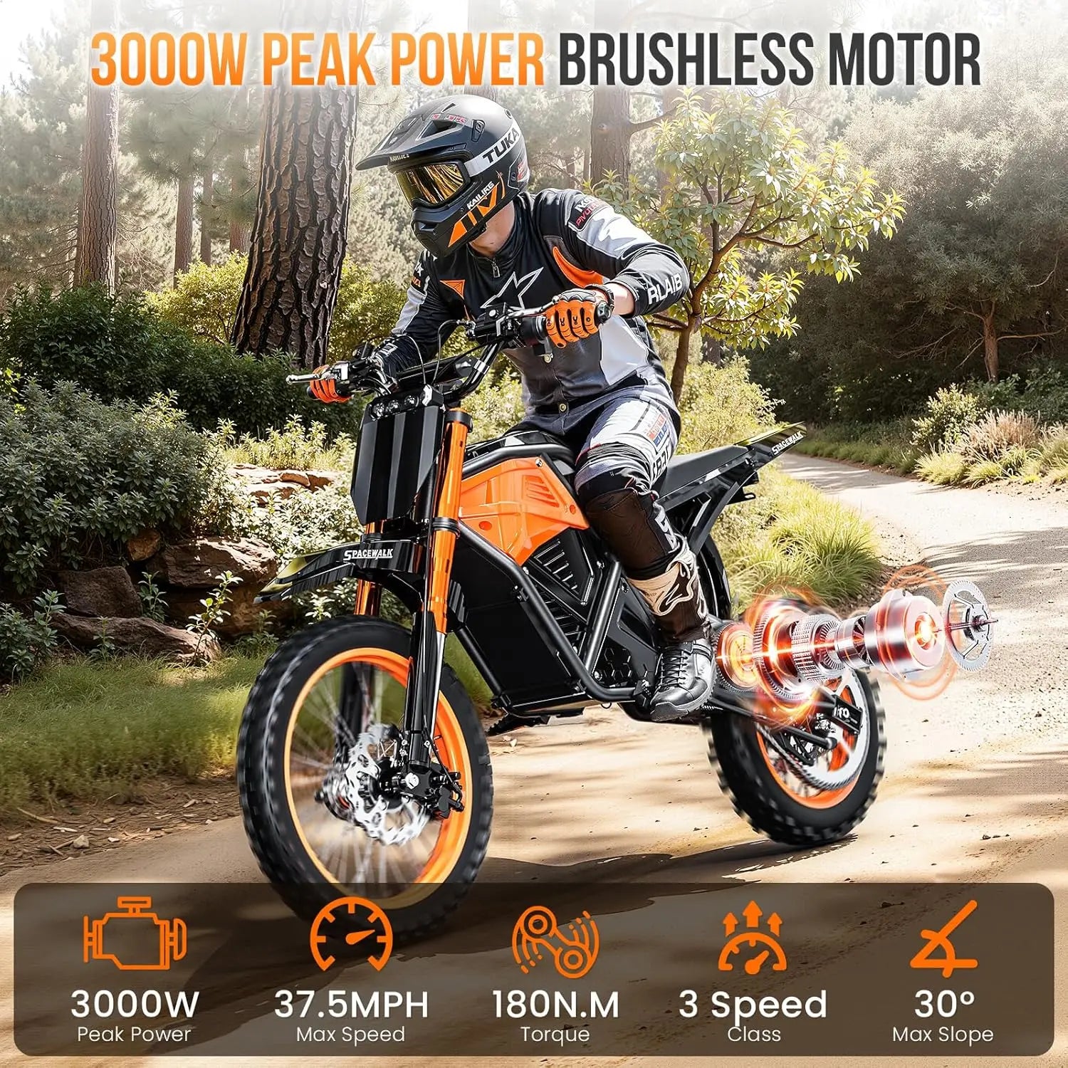 HKM-342611 1500W Mid Drive Electric Hybrid Bike with Full Suspension and Hydraulic Disc Brakes, 60 km Range, and 50 km/h Speed