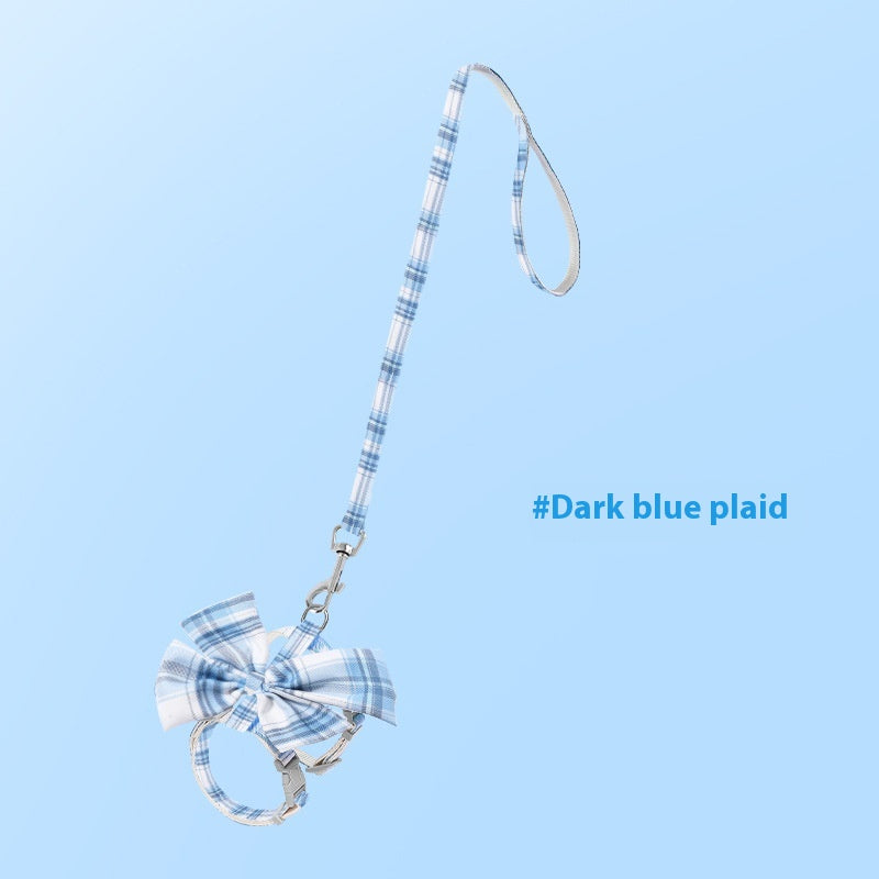HKM-3426365 Cat Hand Holding Rope - Bow I-shaped, Various Color Options, Size S-M, Durable Cloth Material