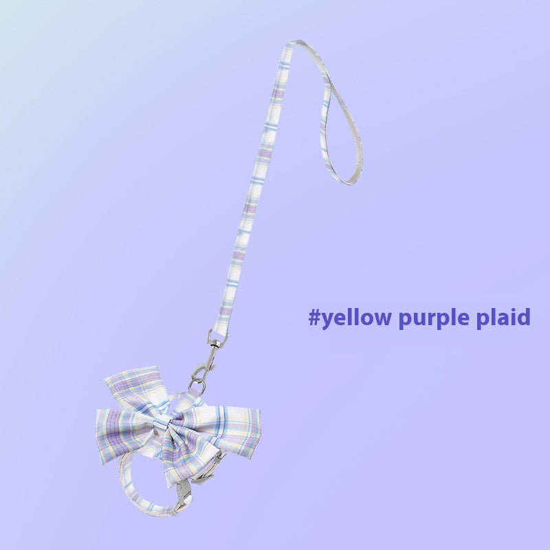 HKM-3426365 Cat Hand Holding Rope - Bow I-shaped, Various Color Options, Size S-M, Durable Cloth Material