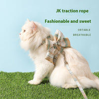 HKM-3426365 Cat Hand Holding Rope - Bow I-shaped, Various Color Options, Size S-M, Durable Cloth Material
